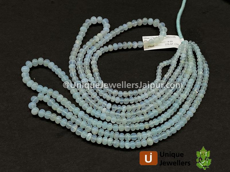 Natural Peruvian Blue Opal Smooth Roundelle Beads